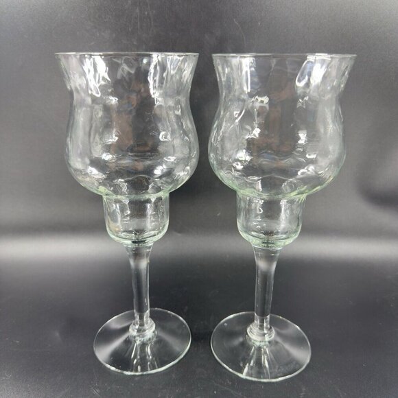 Vintage Venetian Clear Optic Tall Course Candle Holder Hurricane Votive Italy 2 - Picture 11 of 12